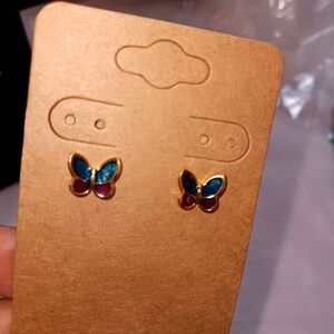NIB Butterfly Kids Earrings - Gold, Blue, Red